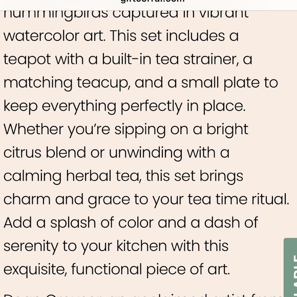 Demdaco Hummingbird Tea Set - Picture 3 of 3